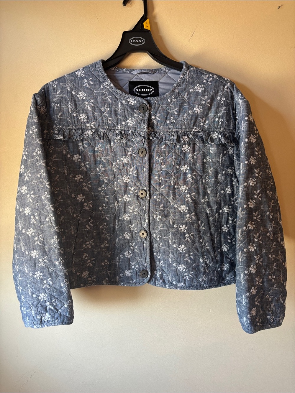 Scoop (Walmart) Puffy Floral Eyelet Quilted Jacket